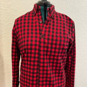 Lands End Flannel Red Black Checkered Plaid Never Worn Size L